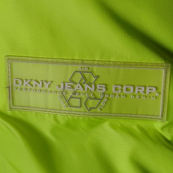 DKNY Jeans full zip neon yellow jacket, size L - Picture 3 of 4